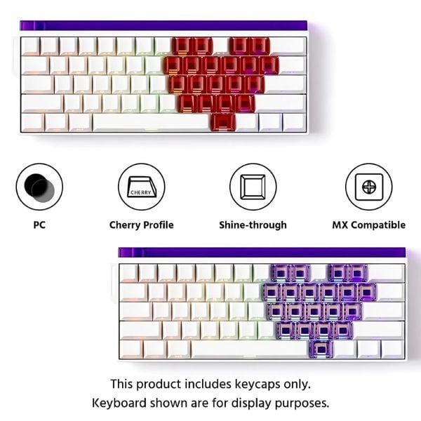 Bộ Keycap bàn phím cơ Veekos Love Purple 21 nút nổi bật với gam màu tím