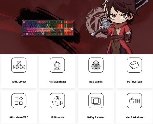 Bàn phím cơ gaming không dây AKKO 5108B Plus Degenerate bán tại nShop có thể tùy chỉnh led RGB theo sở thích