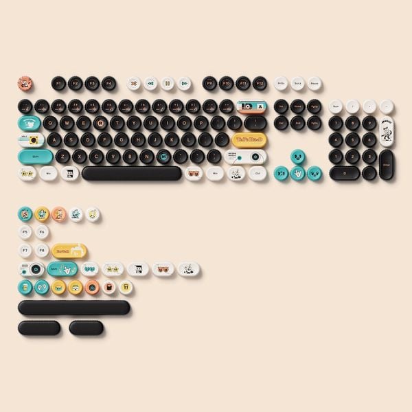 nShop bán Bộ Keycap bàn phím cơ AKKO BottleCap Keycaps - Punk Cat in 5 mặt full nút cực đẹp