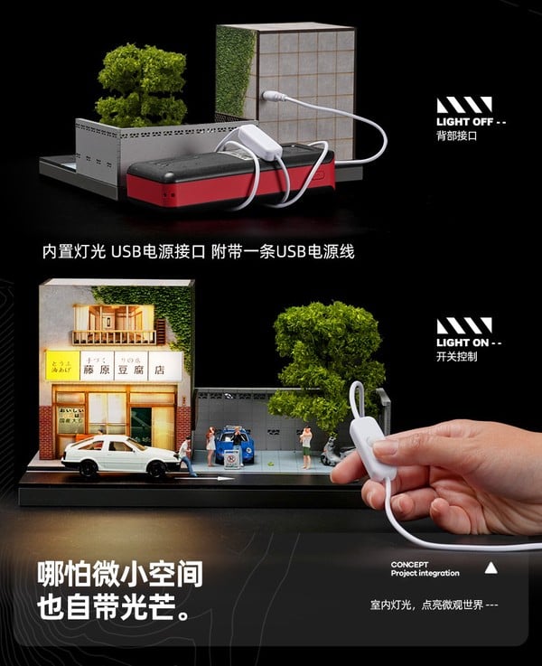 nShop bán Diorama 1:64 Hộp Trưng Fujiwara Tofu Shop Initial D 82034 có đèn LED USB tiện lợi đẹp mắt