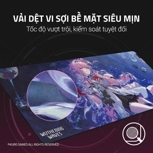 Bề mặt vải dệt vi sợi của lót chuột Razer Wuthering Waves nShop