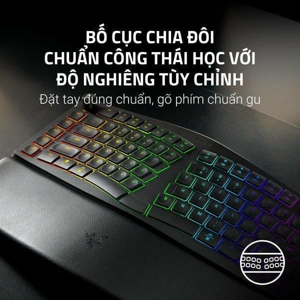 Bố cục chia đôi công thái học bàn phím Razer Pro Type Ergo nShop