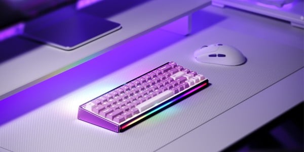 nShop bán bàn phím cơ không dây AKKO Ray68 Misty Purple & White nhỏ gọn nhiều tính năng tiện lợi