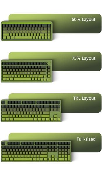 Veekos Forest Gradient Keycaps (PBT Double-Shot / Cherry profile / 135 nút)  PBT và PC sử dụng phương pháp đúc hai lớp