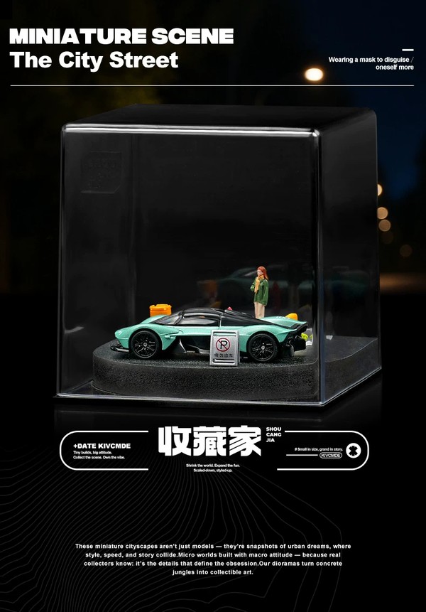 nShop bán Tiểu cảnh Diorama 1:64 Góc đường tròn SCJ82018 Shou Cang Jia san bàn tiểu cảnh có nắp mica trong suốt