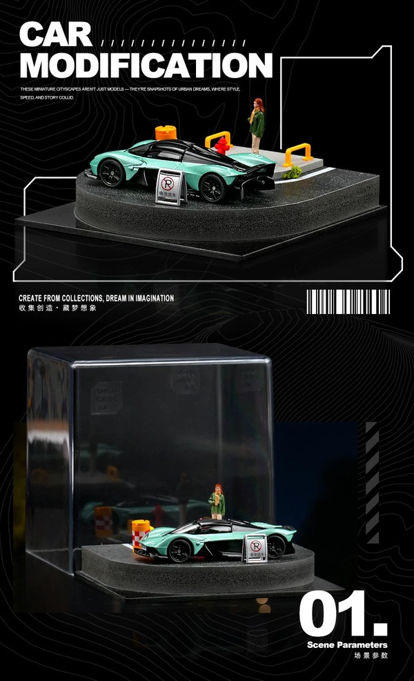 nShop bán Tiểu cảnh Diorama 1:64 Góc đường tròn SCJ82018 Shou Cang Jia sa bàn tiểu cảnh có nắp mica chống tia UV