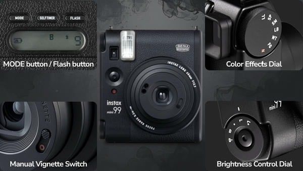 Các nút bấm analog trên máy chụp hình lấy liền Fujifilm Instax 99
