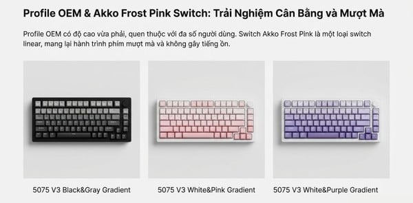 nShop bán Bàn phím cơ không dây AKKO 5075 V3 Akko Frost Pink giao nhanh tận nhà toàn quốc giá tốt