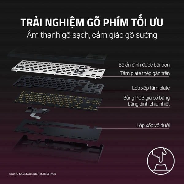 Cấu trúc tiêu âm của bàn phím Razer BlackWidow V4 TKL nShop