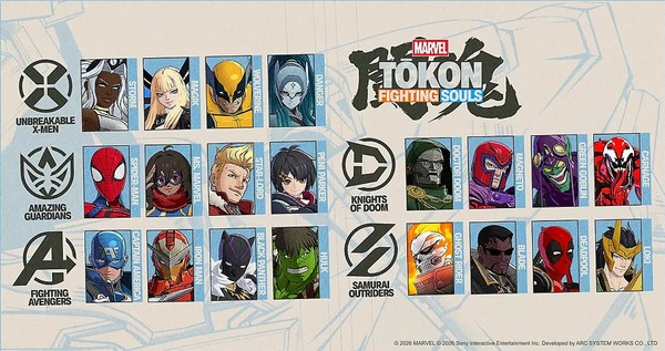 List danh sách các nhân vật fighter trong Game Marvel Tokon Fighting Souls cho PS5