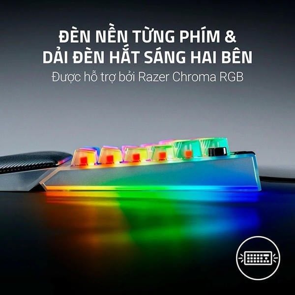 Hệ thống LED Chroma RGB và đèn hắt sáng Razer BlackWidow V4 75% Phantom White nShop