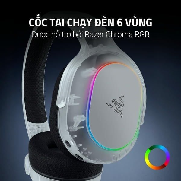 Cốc tai chạy đèn 6 vùng Razer Chroma RGB Phantom White nShop