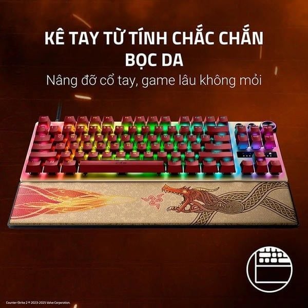 Kê tay nam châm bọc da bàn phím Razer Huntsman V3 Pro TKL CS2 Dragon Lore chính hãng nShop