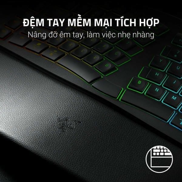 Đệm tay mềm mại tích hợp trên bàn phím Razer Pro Type Ergo nShop