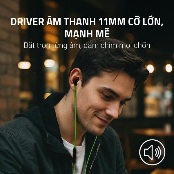 Driver âm thanh 11mm trên tai nghe Razer Hammerhead V3 nShop