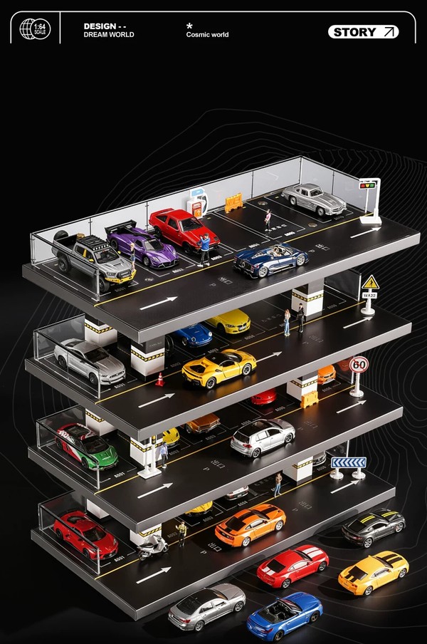 nShop bán Diorama 1:64 Bãi đỗ xe lộ thiên 4 tầng cỡ lớn SCJ143 mô hình trưng bày parking slot giá tốt