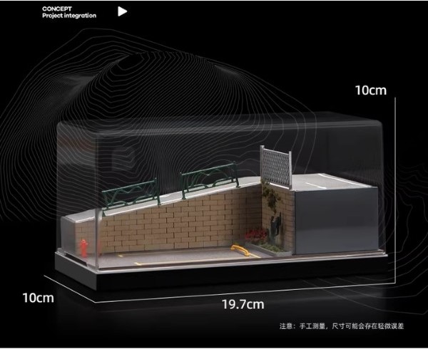 nShop bán Tiểu cảnh Diorama 1:64 Kèm Hộp Trưng Bày - Đường Dốc 82008-A có nắp mica bảo vệ tránh bụi bám bẩn