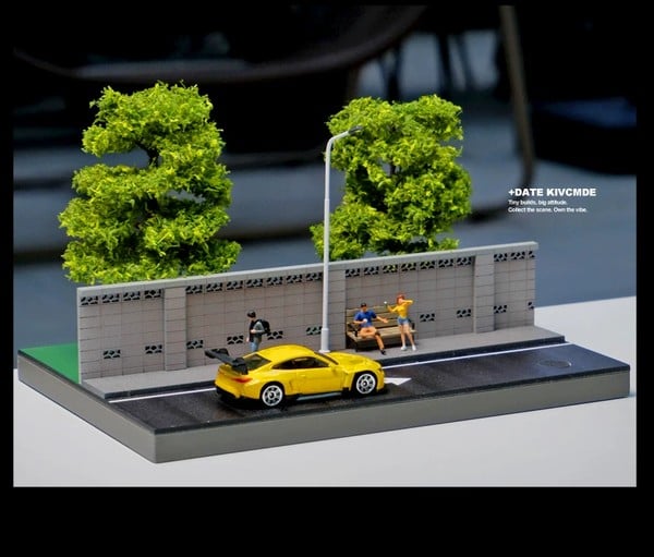 nShop bán Diorama 1:64 Cảnh tường ven đường và cây xanh SCJ82032 làm quà tặng người mê mô hình xe đồ chơi