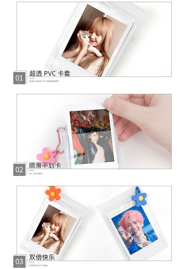 Móc Treo Ảnh Instax Mini Dẻo Trong Suốt trang trí balo, túi đeo chéo, bóp viết