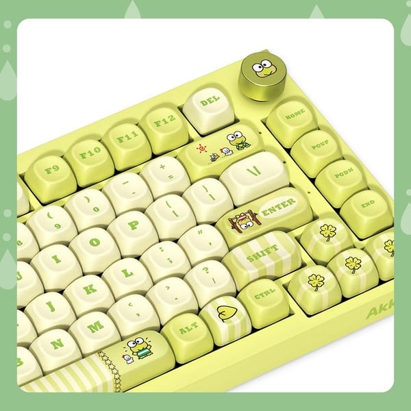 Bàn phím cơ không dây AKKO KeroKero Keroppi 5075 V5 có núm xoay hỗ trợ chỉnh nhạc và đèn LED tiện lợi