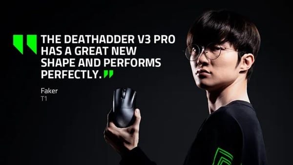 Tuyển thủ Faker T1 đánh giá cao thiết kế của Razer DeathAdder V3 Pro