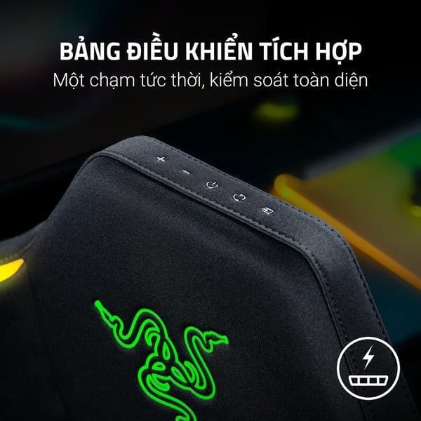 Bảng điều khiển tích hợp tiện lợi trên ghế gaming Razer Soma Chroma nShop