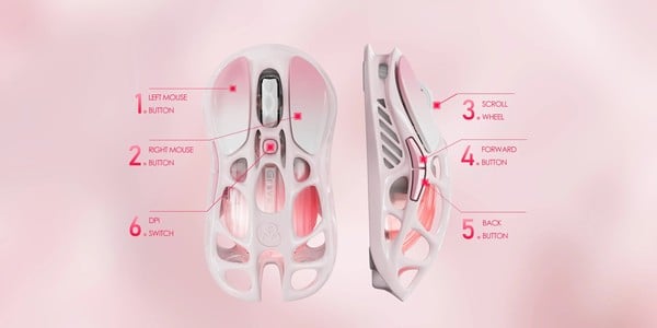 nShop bán Wireless Gaming Mouse GravaStar Mercury M1 Pro Sakura Pink có thể tùy chỉnh nút theo nhu cầu sử dụng