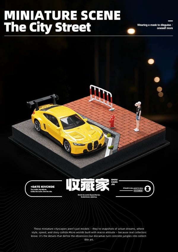 nShop bán Sa bàn Diorama 1:64 Đường gạch cam SCJ82015-A Shou Cang Jia tiểu cảnh có nắp mica trong suốt bảo vệ