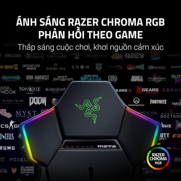 Hệ thống đèn LED Razer Chroma RGB phản hồi theo game ghế Soma Chroma nShop