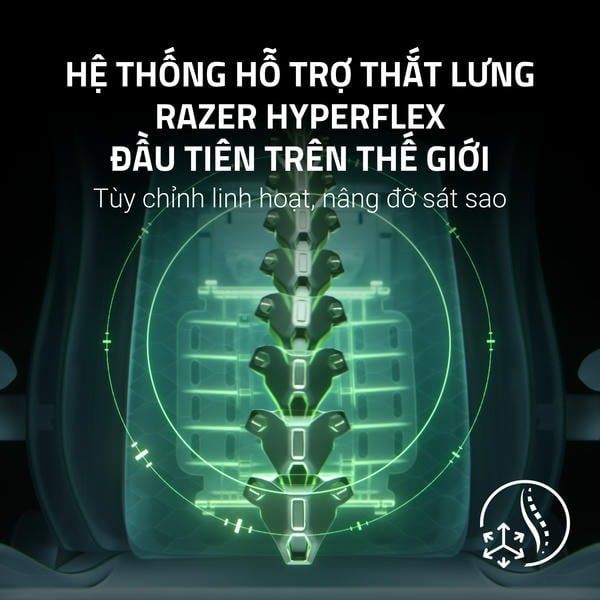 Hệ thống hỗ trợ thắt lưng Razer Hyperflex ghế Iskur V2 Black Green