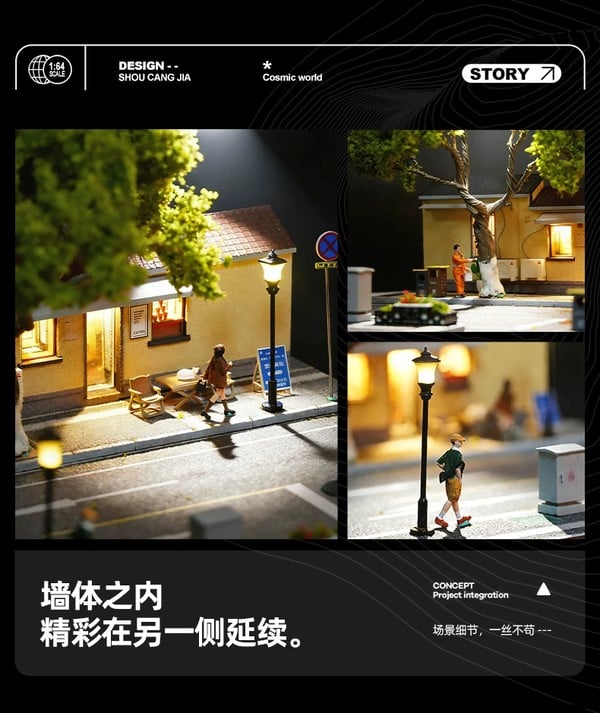 nShop bán Diorama 1:64 Cà phê nghệ thuật đường Nam Kinh SCJ82052-A làm background chụp mô hình xe diecast