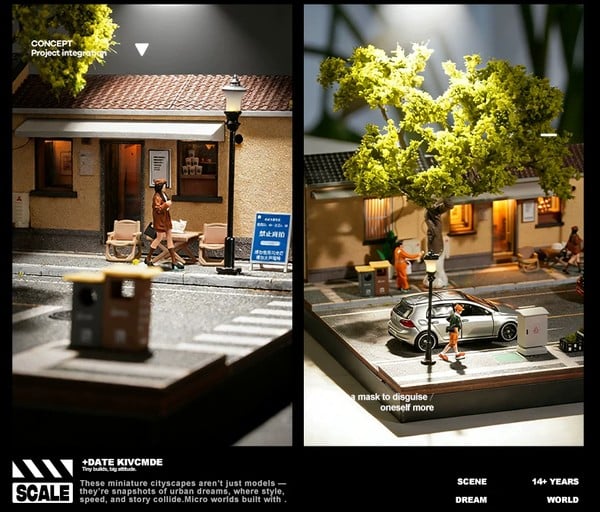 nShop bán Diorama 1:64 Cà phê nghệ thuật đường Nam Kinh SCJ82052-A nâng cấp bộ sưu tập xe mô hình