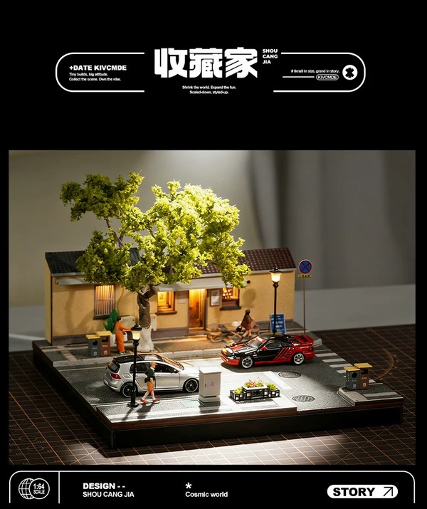nShop bán Diorama 1:64 Cà phê nghệ thuật đường Nam Kinh SCJ82052-A làm quà tặng fan Hot Wheels Mini GT