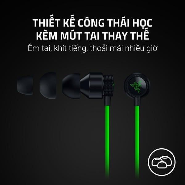 Thiết kế công thái học và mút tai silicon của Razer Hammerhead V3 nShop