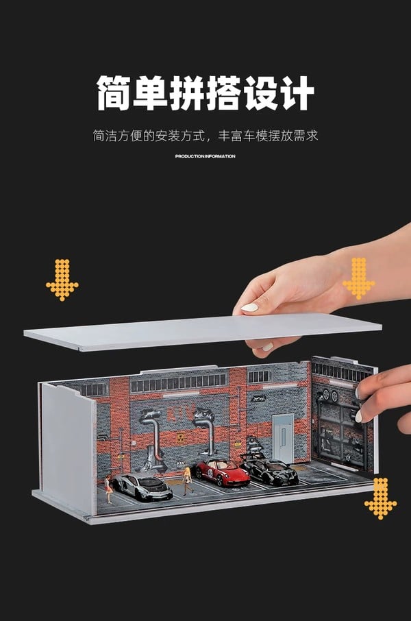 nShop bán Sa bàn Diorama tỉ lệ 1:64 Gara nhiều bối cảnh SCJ384 Shou Cang Jia có đèn LED cắm dây tiện lợi đẹp mắt