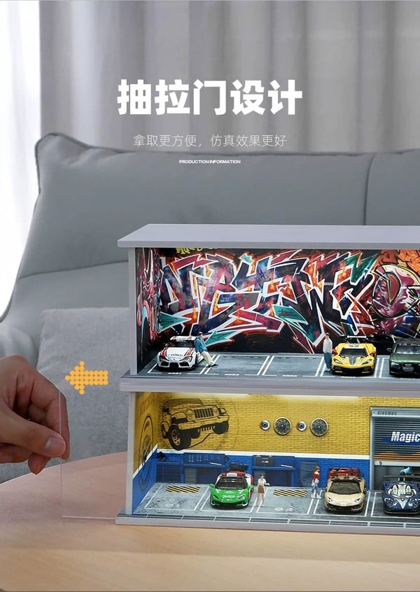 nShop bán Sa bàn Diorama tỉ lệ 1:64 Gara nhiều bối cảnh SCJ384 Shou Cang Jia tiết kiệm trưng được nhiều xe một lúc