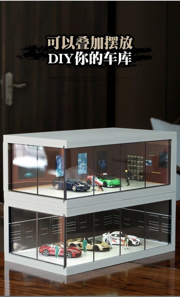 nShop bán Tiểu cảnh Diorama 1:64 Phòng trưng bày xe có đèn SCJ423 làm quà tặng người chơi mô hình xe diecast
