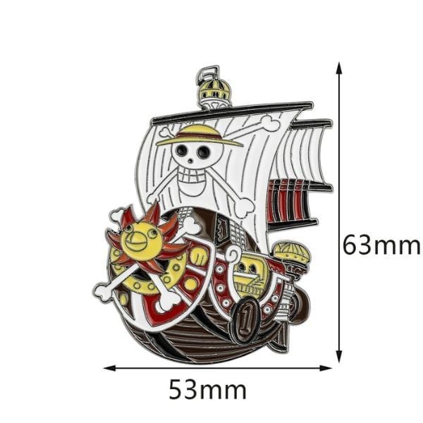 Huy hiệu kim loại One Piece - Thousand Sunny có 1 kích thước nhỏ xinh dễ mang đi và dễ đeo