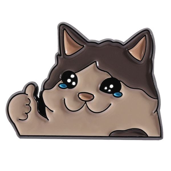 Huy Hiệu Meme Okay Cat Metal Pin - màu sắc chi tiết