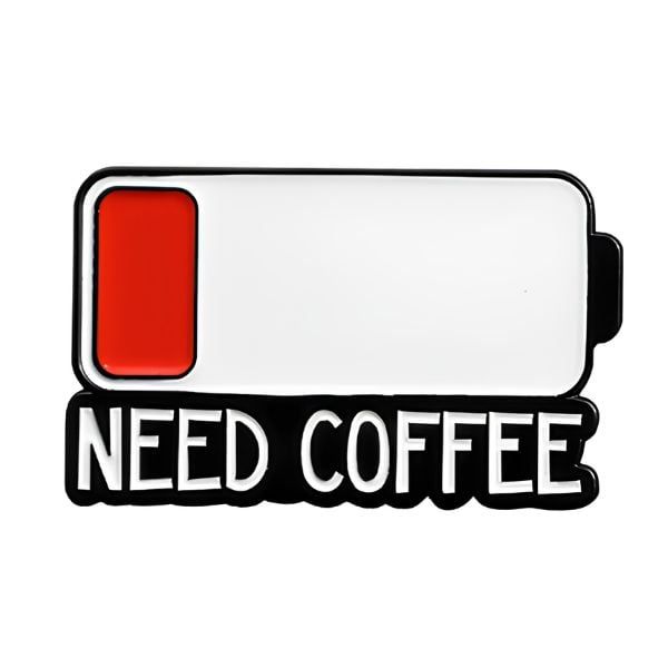 Huy Hiệu Need Coffee Metal Pin - màu sắc chi tiết
