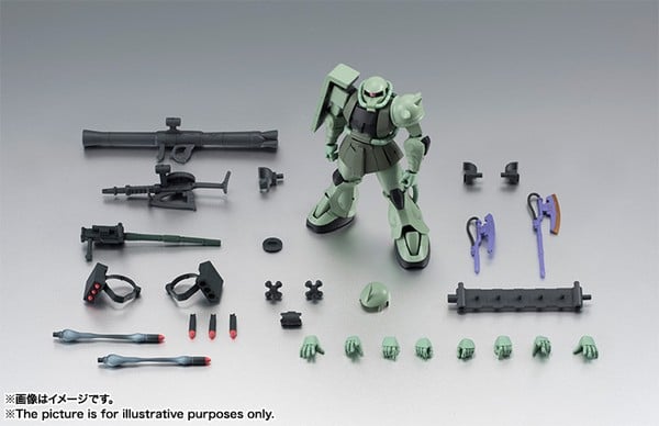 thành phần chi tiết phụ kiện vũ khí của mô hình MS-06 Zaku Ver A.N.I.M.E. - Robot Spirits Side MS Bandai
