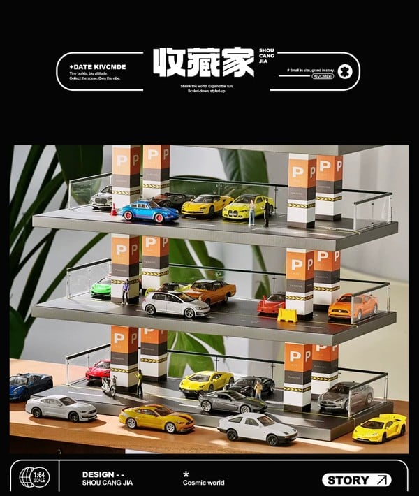 nShop bán Diorama 1:64 Bãi đỗ xe lộ thiên 4 tầng cỡ lớn SCJ143 trang trí văn phòng bàn làm việc