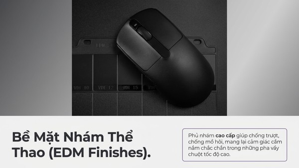 Chuột gaming không dây AKKO Dash V9 Max topcoat nhám giúp chống trượt và bám mồ hôi