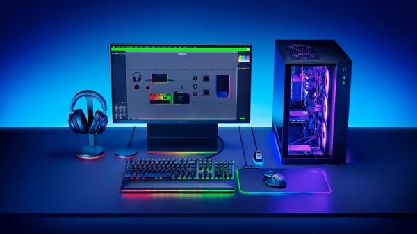Setup góc gaming với giá treo tai nghe Razer-Base-Station-V2-Chroma-headphone-stand