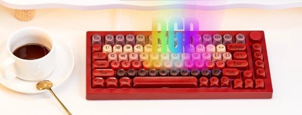 nShop bán bàn phím cơ Veekos K75 Wine Red Frost Pink Switch hỗ trợ LED RGB tùy chỉnh nháy theo nhạc