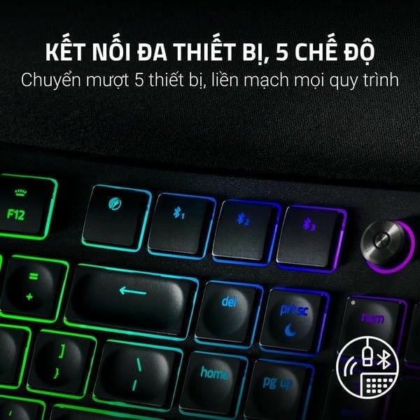 Kết nối đa thiết bị 5 chế độ trên bàn phím Razer Pro Type Ergo nShop