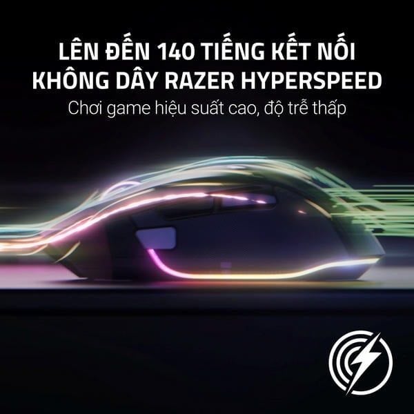 Kết nối không dây Razer HyperSpeed với thời lượng pin lên đến 140 tiếng