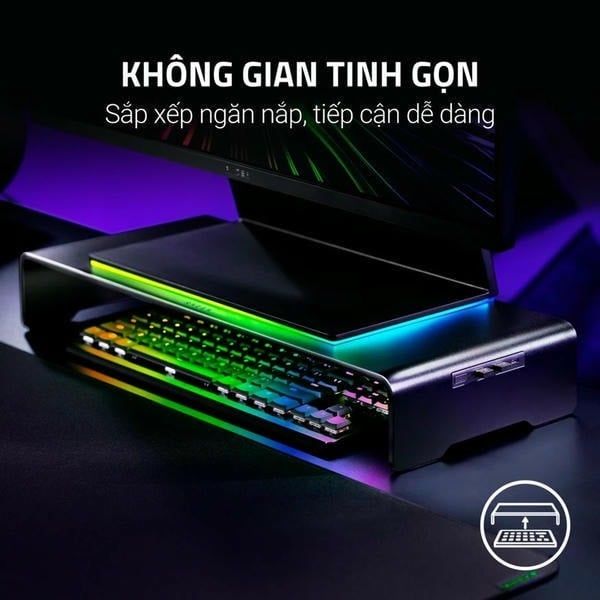 Tối ưu không gian bàn làm việc tinh gọn và ngăn nắp với kệ nâng màn hình Razer
