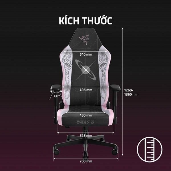 Kích thước chi tiết ghế Razer Iskur V2 X Wuthering Waves nShop