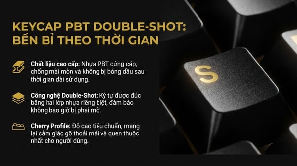 nShop bán Bàn phím cơ AKKO 5075 V3 Black Gold chất liệu nhựa PBT cứng cáp bền bỉ không bay màu theo thời gian